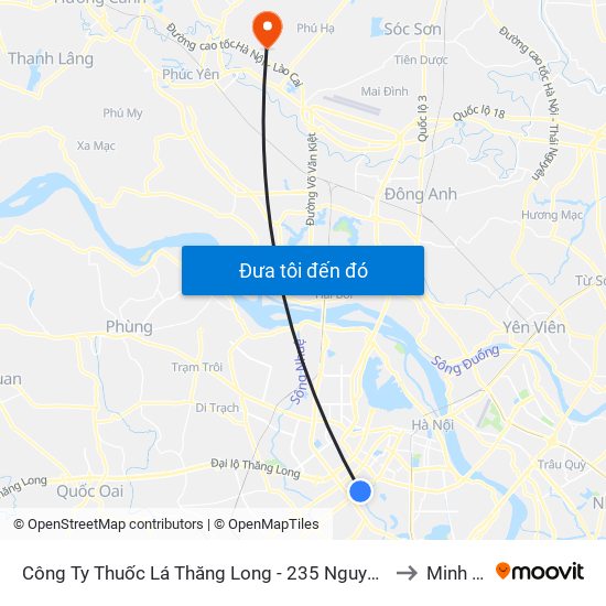 Công Ty Thuốc Lá Thăng Long - 235 Nguyễn Trãi to Minh Trí map