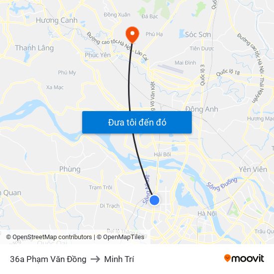 36a Phạm Văn Đồng to Minh Trí map
