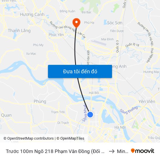 Trước 100m Ngõ 218 Phạm Văn Đồng (Đối Diện Công Viên Hòa Bình) to Minh Trí map