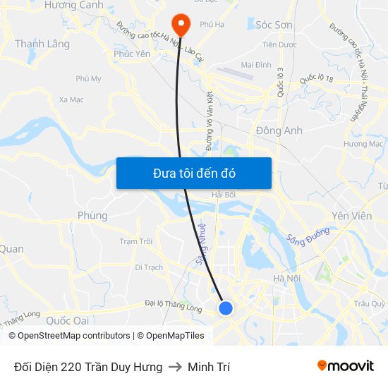 Đối Diện 220 Trần Duy Hưng to Minh Trí map