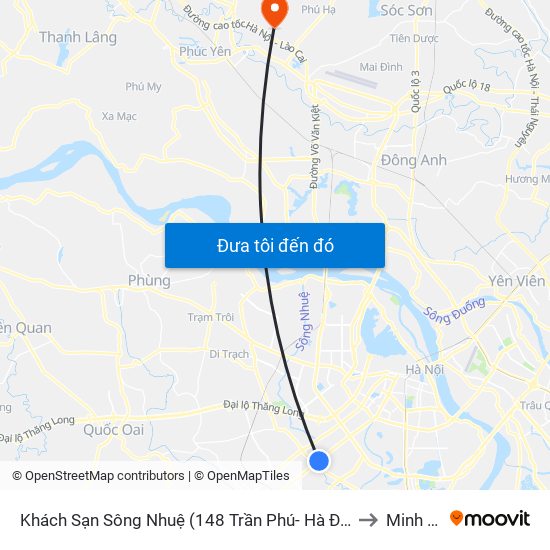 Khách Sạn Sông Nhuệ (148 Trần Phú- Hà Đông) to Minh Trí map