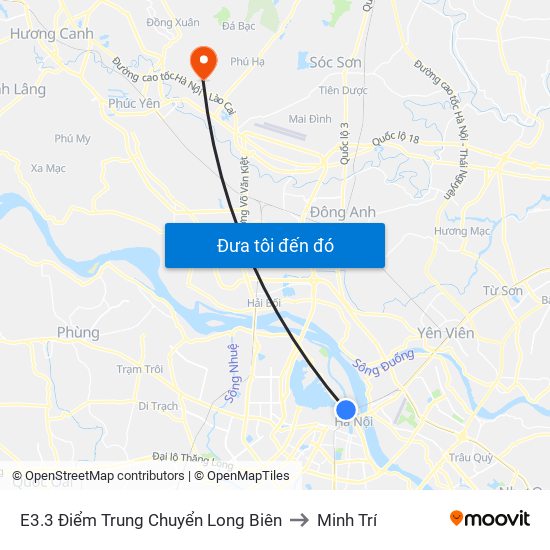 E3.3 Điểm Trung Chuyển Long Biên to Minh Trí map