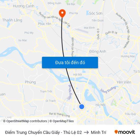 Điểm Trung Chuyển Cầu Giấy - Thủ Lệ 02 to Minh Trí map