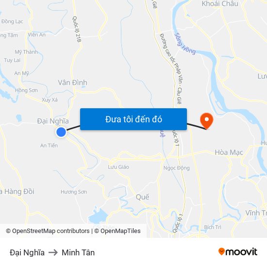 Đại Nghĩa to Minh Tân map