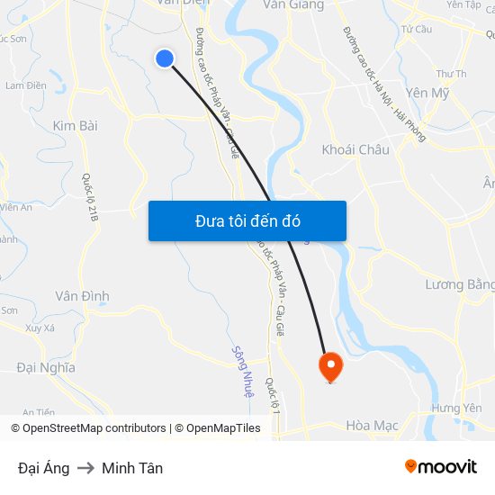 Đại Áng to Minh Tân map