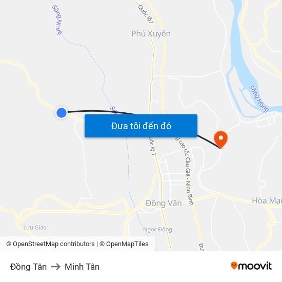 Đồng Tân to Minh Tân map