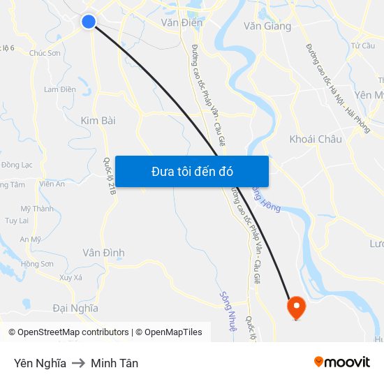 Yên Nghĩa to Minh Tân map