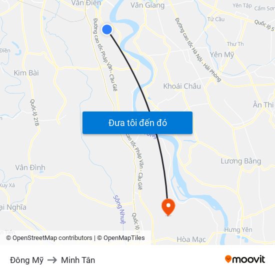 Đông Mỹ to Minh Tân map