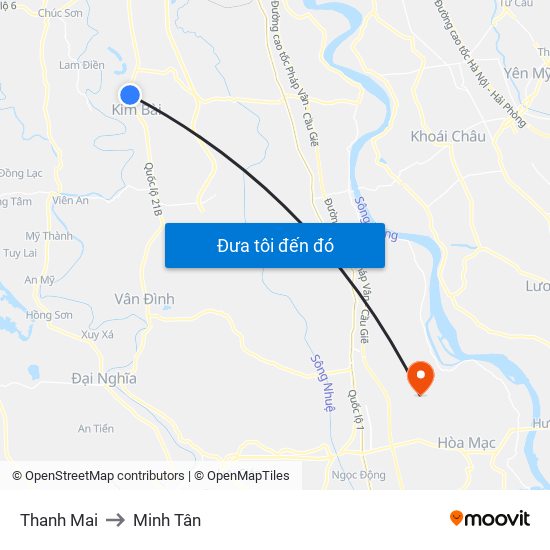 Thanh Mai to Minh Tân map