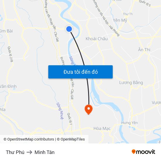 Thư Phú to Minh Tân map
