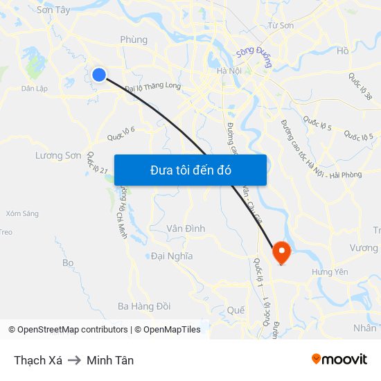 Thạch Xá to Minh Tân map