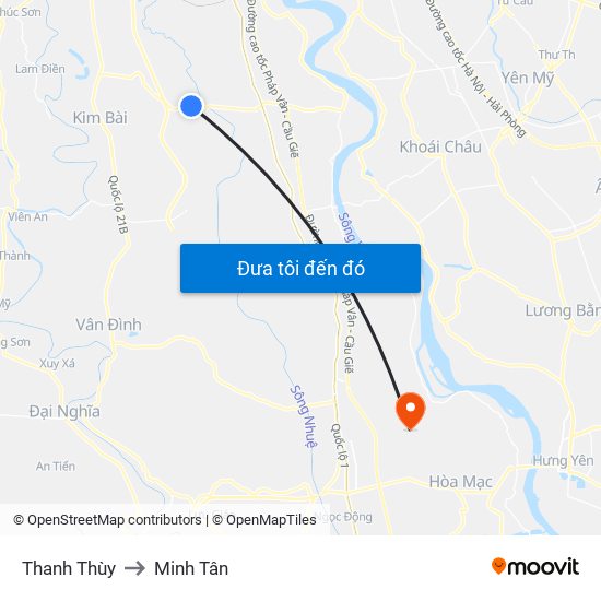 Thanh Thùy to Minh Tân map