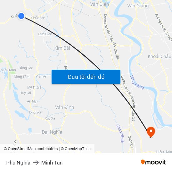 Phú Nghĩa to Minh Tân map