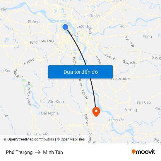 Phú Thượng to Minh Tân map