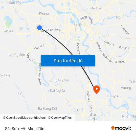 Sài Sơn to Minh Tân map