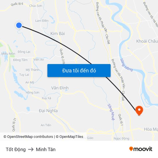 Tốt Động to Minh Tân map
