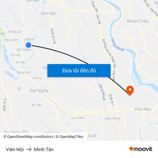 Viên Nội to Minh Tân map