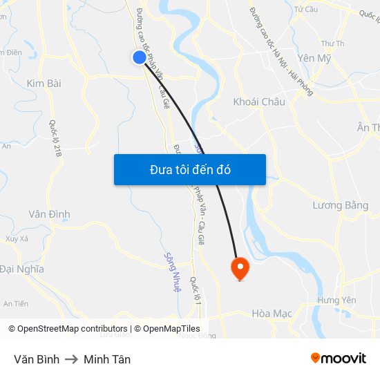 Văn Bình to Minh Tân map