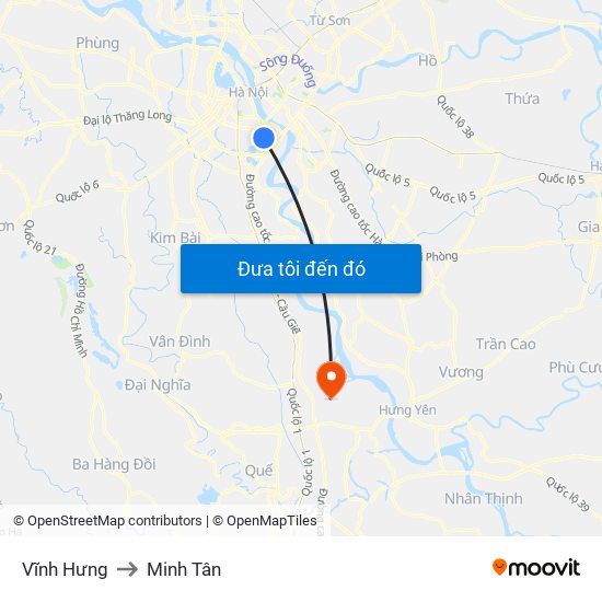 Vĩnh Hưng to Minh Tân map