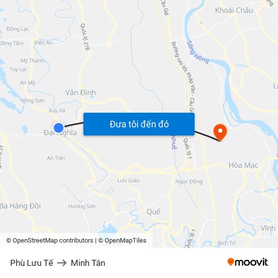 Phù Lưu Tế to Minh Tân map