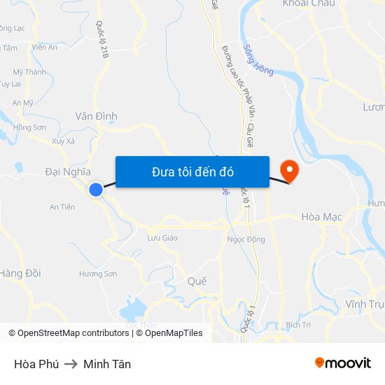 Hòa Phú to Minh Tân map