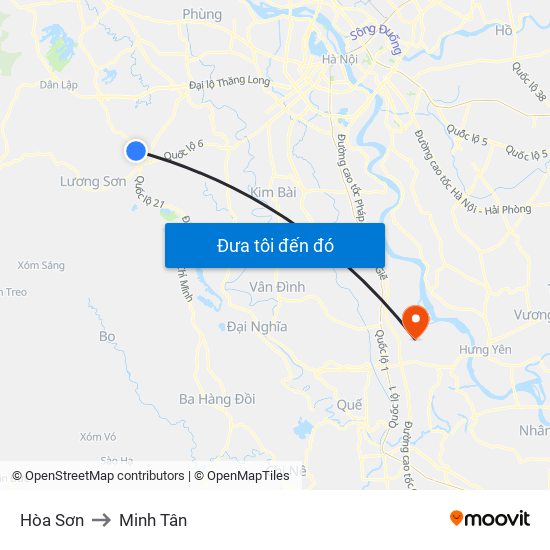 Hòa Sơn to Minh Tân map