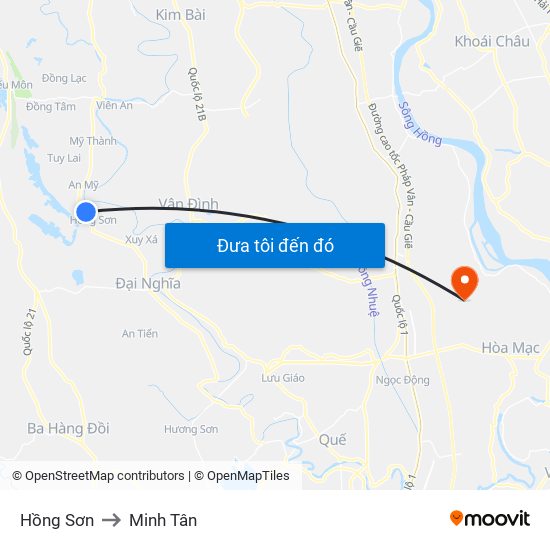 Hồng Sơn to Minh Tân map