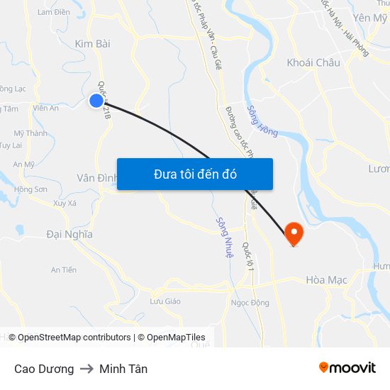 Cao Dương to Minh Tân map