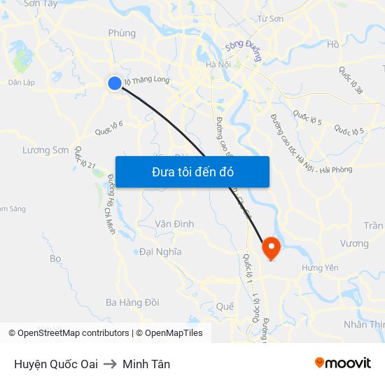 Huyện Quốc Oai to Minh Tân map
