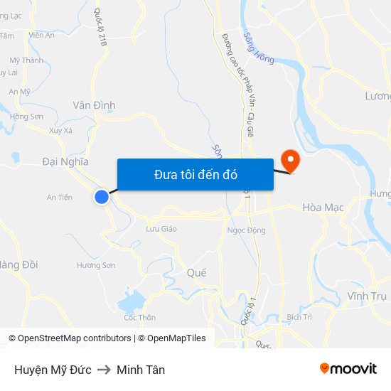 Huyện Mỹ Đức to Minh Tân map