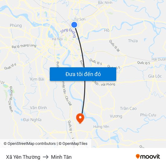 Xã Yên Thường to Minh Tân map