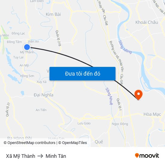 Xã Mỹ Thành to Minh Tân map