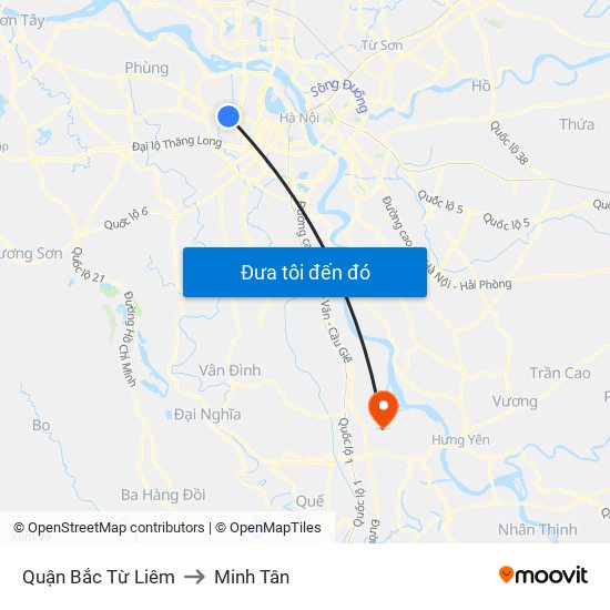 Quận Bắc Từ Liêm to Minh Tân map