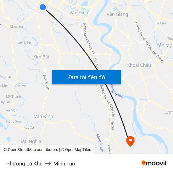 Phường La Khê to Minh Tân map