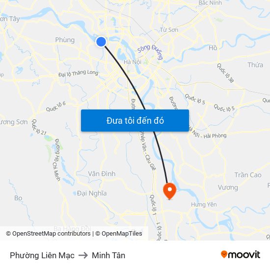 Phường Liên Mạc to Minh Tân map