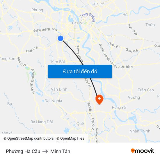 Phường Hà Cầu to Minh Tân map