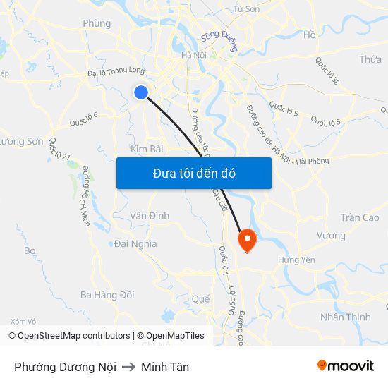 Phường Dương Nội to Minh Tân map