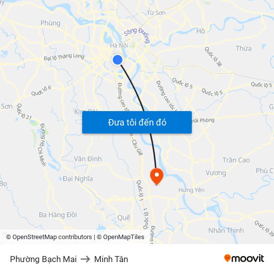 Phường Bạch Mai to Minh Tân map