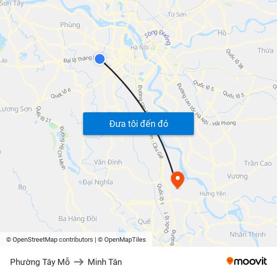 Phường Tây Mỗ to Minh Tân map