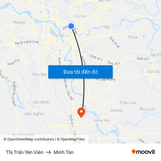 Thị Trấn Yên Viên to Minh Tân map
