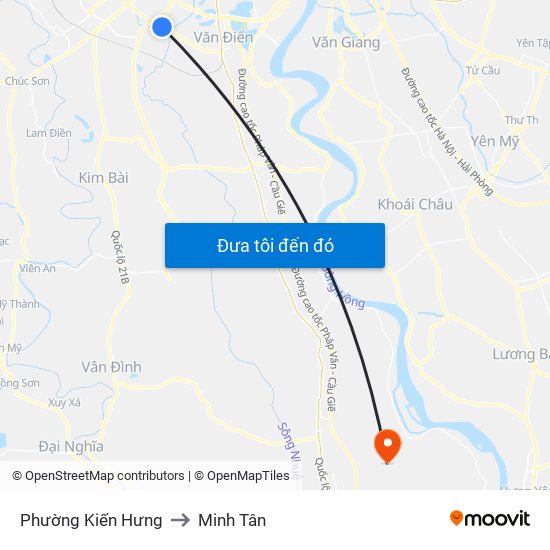 Phường Kiến Hưng to Minh Tân map