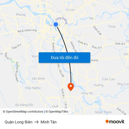 Quận Long Biên to Minh Tân map