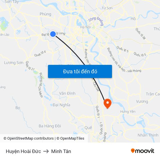 Huyện Hoài Đức to Minh Tân map