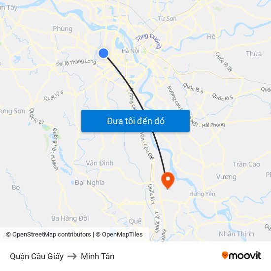 Quận Cầu Giấy to Minh Tân map