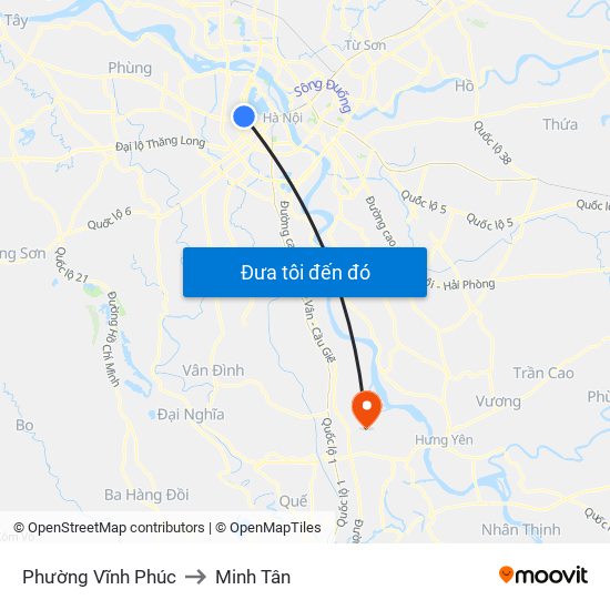 Phường Vĩnh Phúc to Minh Tân map