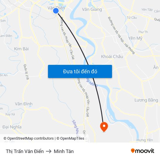 Thị Trấn Văn Điển to Minh Tân map