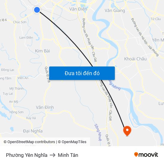 Phường Yên Nghĩa to Minh Tân map