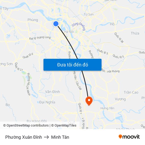 Phường Xuân Đỉnh to Minh Tân map