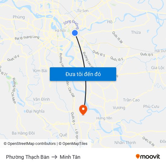 Phường Thạch Bàn to Minh Tân map