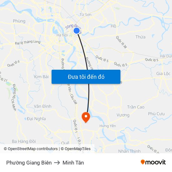 Phường Giang Biên to Minh Tân map